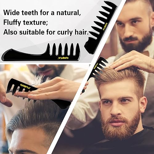 Miniatura 6 de Peines de peinado para el cabello, peine de textura de dientes anchos para hombres, juego de peine de cepillo de peluquería profesional,