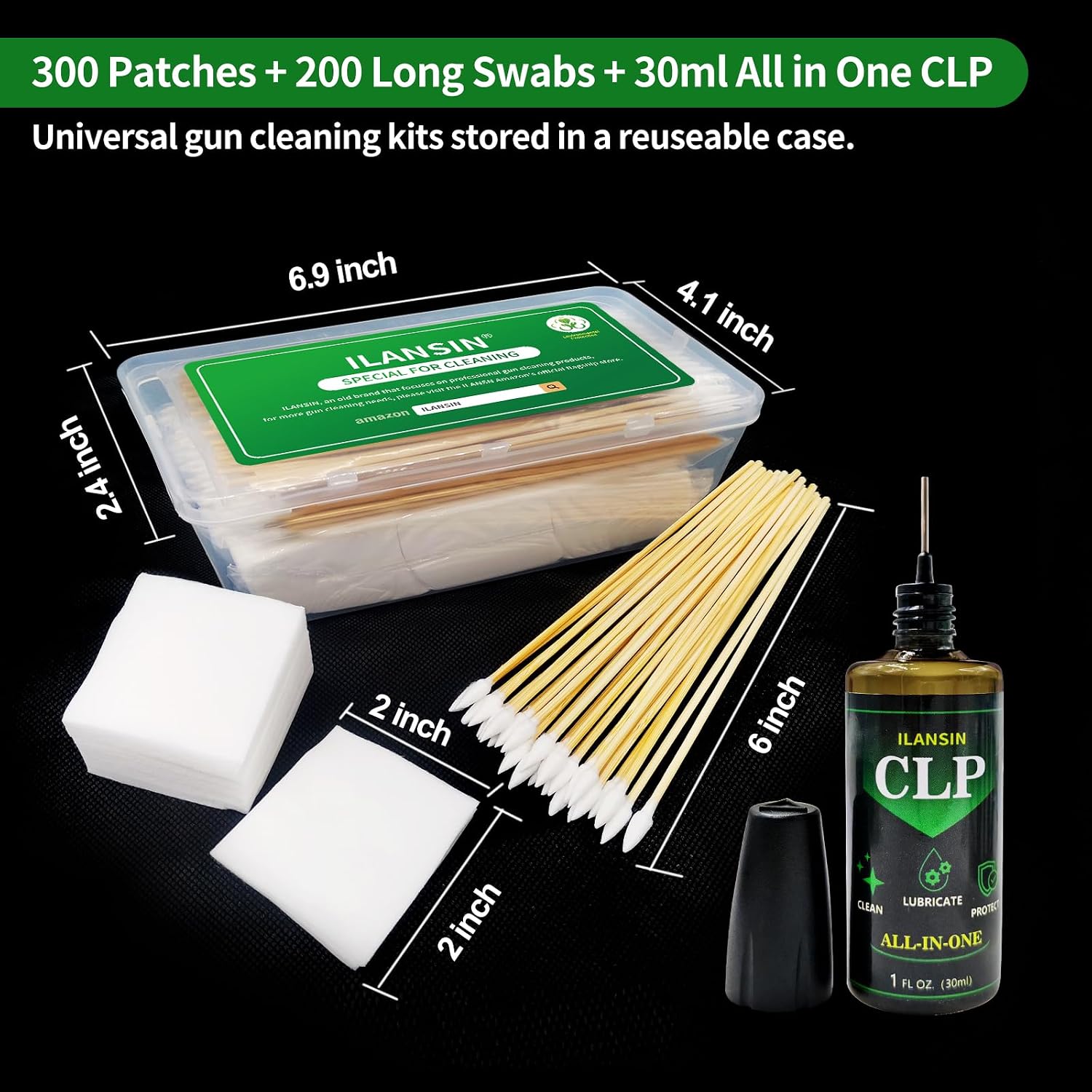 1700PCS gun cleaning supplies—1500PCS Gun Cleaning Patches +200PCS Gun Cleaning swabs,2"x2"Lint Free Gun Cleaning Rags,6"Long Cotton swabs for 9mm and All Caliber of Firearms.Gun Cleaning Kit image 2