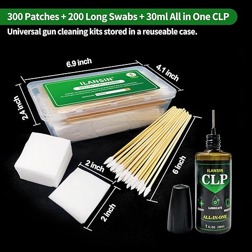 Miniatura 9 de 1700 suministros de limpieza de armas 1500 parches de limpieza de pistolas + 200 hisopos de limpieza de armas, trapos de limpieza de pistola de 2 x