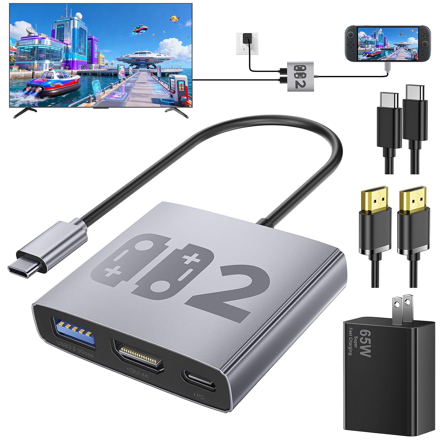 4-in-1 Switch 2/1/OLED Dock Set,...