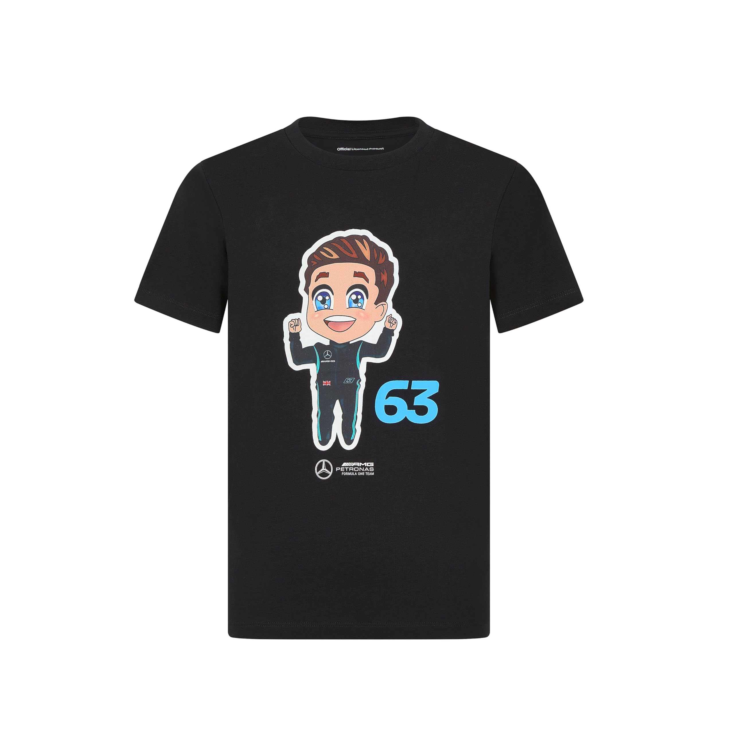 Mercedes AMG Petronas F1 Kids' George Russell Tshirt - Black - Size: 11/12 Years