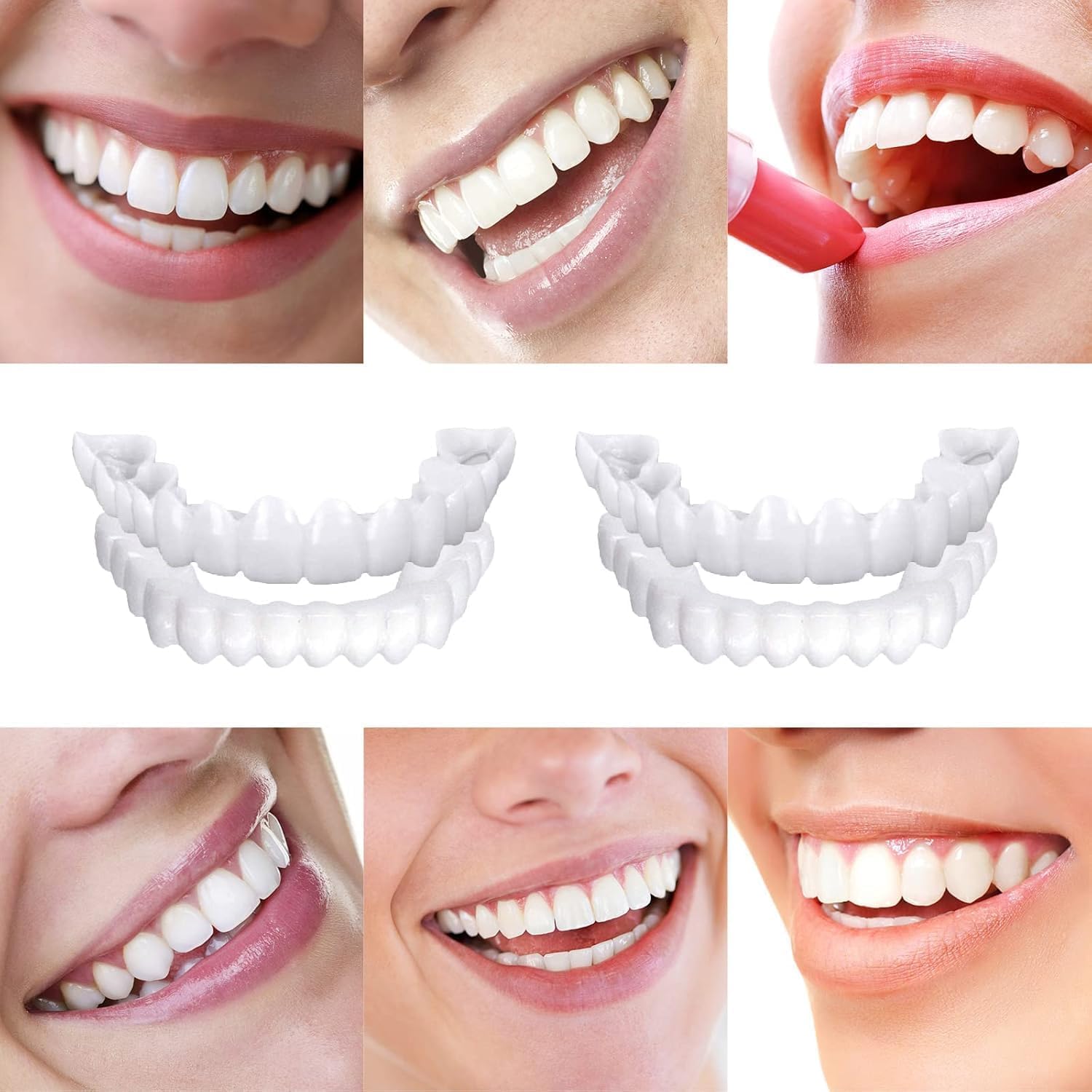 AJIGNA MART Snap-On Instant Perfect Smile Veneers Comfortable Flex Fit Dentures for Top & Bottom| Tooth Cosmetic Cover Comfort Fit Flex Dentures for White Neat Smile PACK OF 1 (2) 4