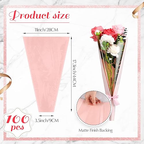 Miniatura 2 de Qilery 100 bolsas de regalo para ramo de flores, bolsas de regalo para ramo de flores, bolsas a granel para despedidas de soltera, bodas,