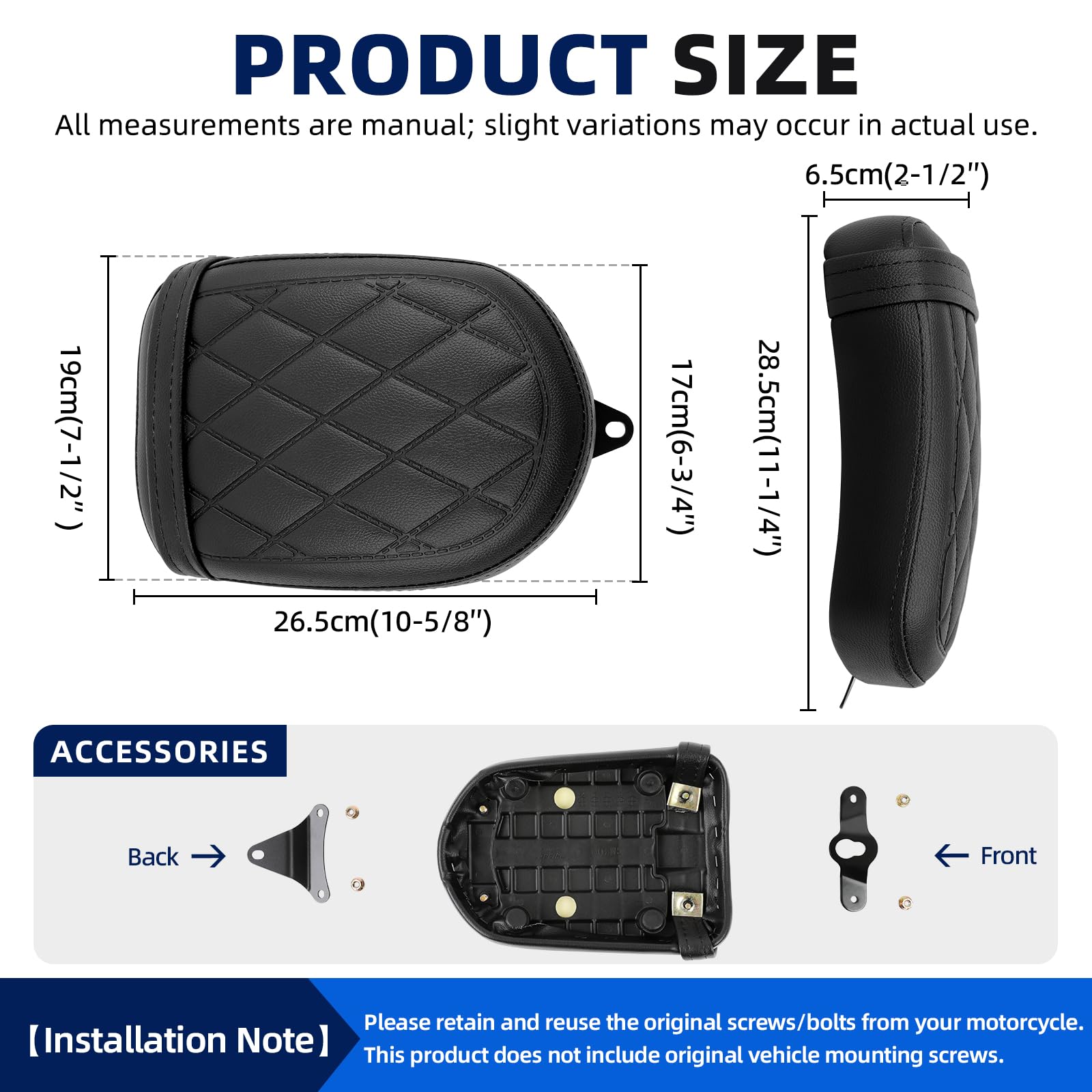 DREAMIZER Cojín de Confort para Pasajero de Moto en Cuero Asiento Compatible con Honda Rebel 300 500 CMX300 500 2017-2025