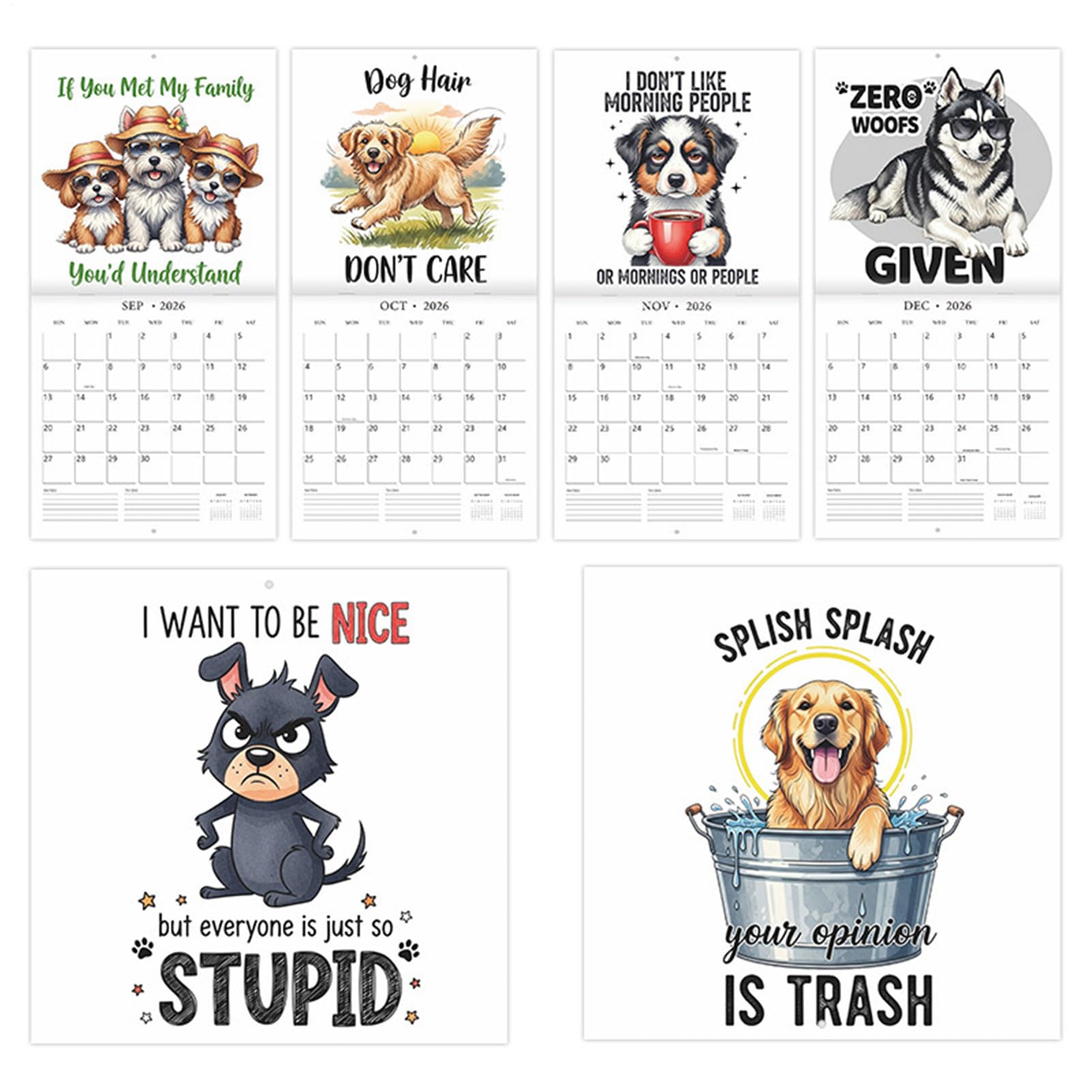 2026 Wandkalender - Witzige Hunde Monatsplaner | Monatsplaner Für Büro Kühlschrank Urlaub Whiteboard Akademisch Zuhause