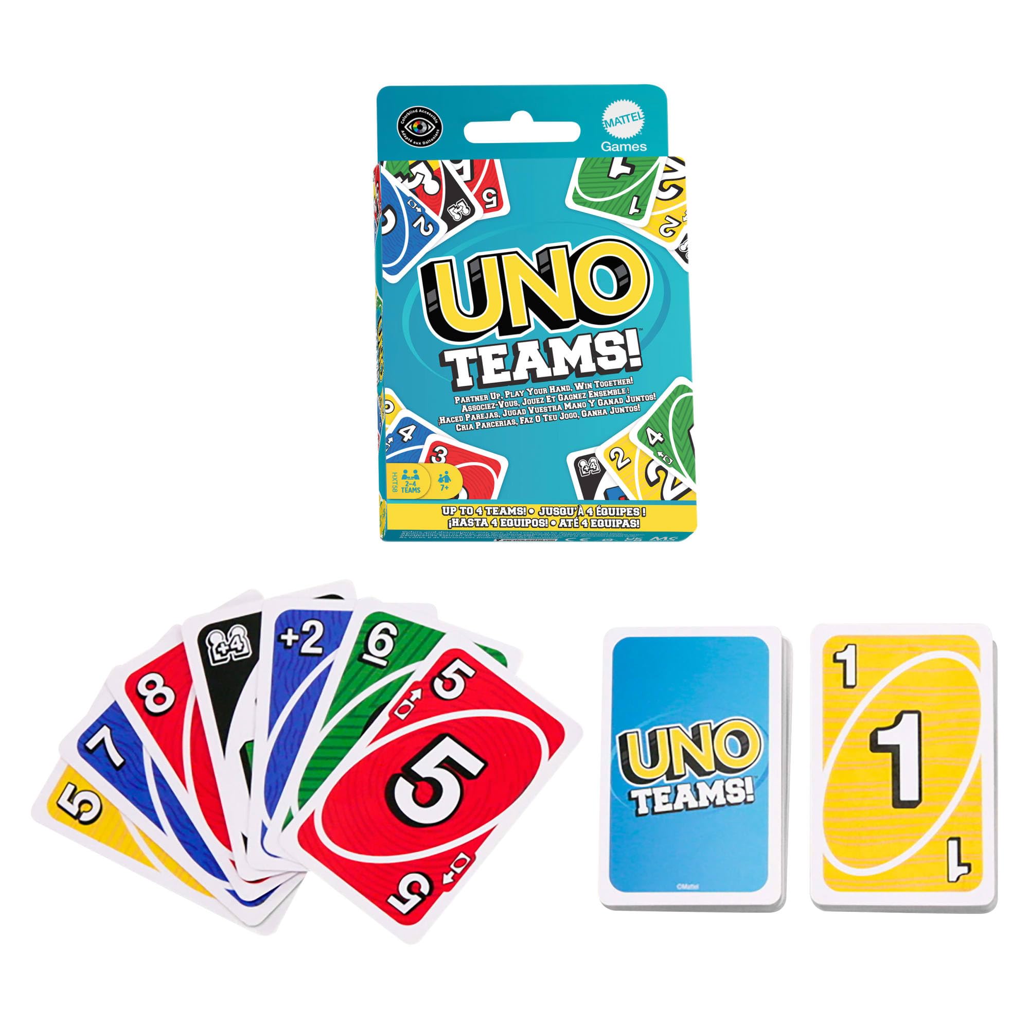 Mattel Games UNO Teams Card Game, Ages 7+, Players 2-10