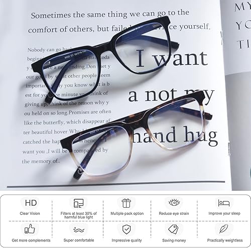 Miniatura 7 de Anteojos de lectura bifocales para mujeres y hombres, parte superior transparente, bloqueo de luz azul, lectores de computadora, marco completo ancho