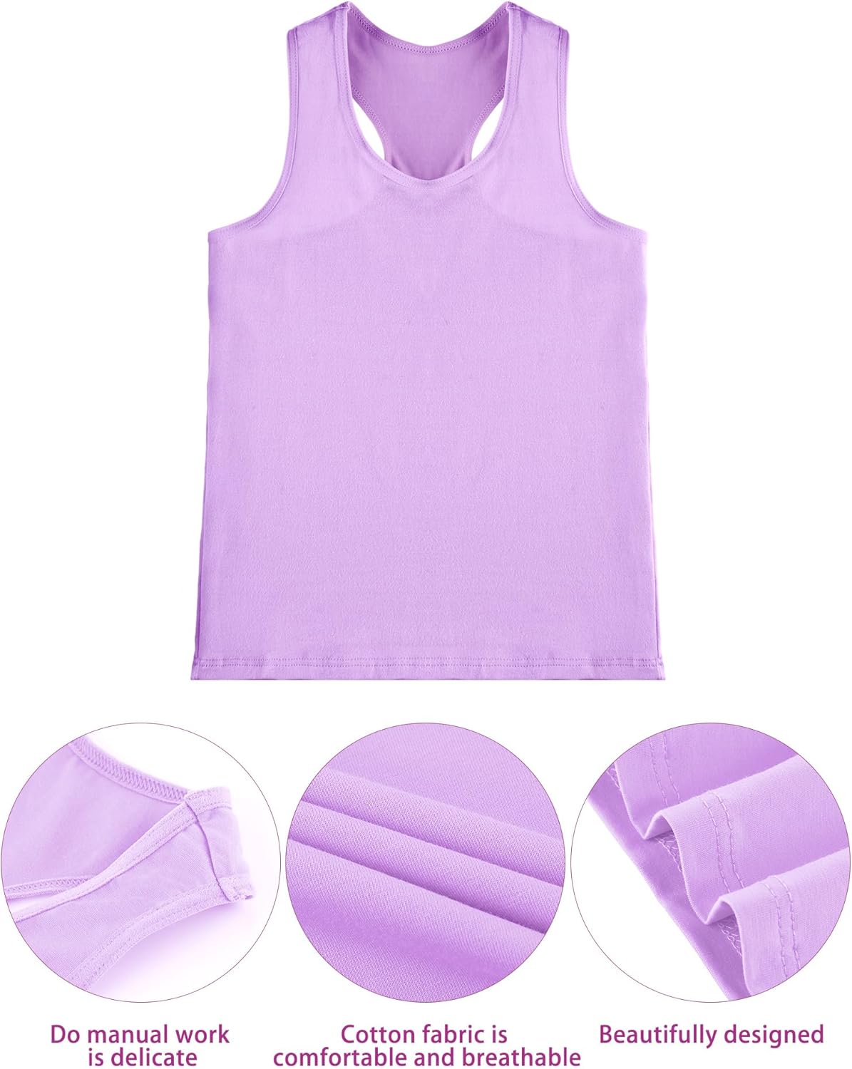 Boao 3 Pieces Girls Dance Tank Top Racerback Crop Tank Top Sleeveless Dance Outfit for Ballet Gymnastics Wear - Image 4