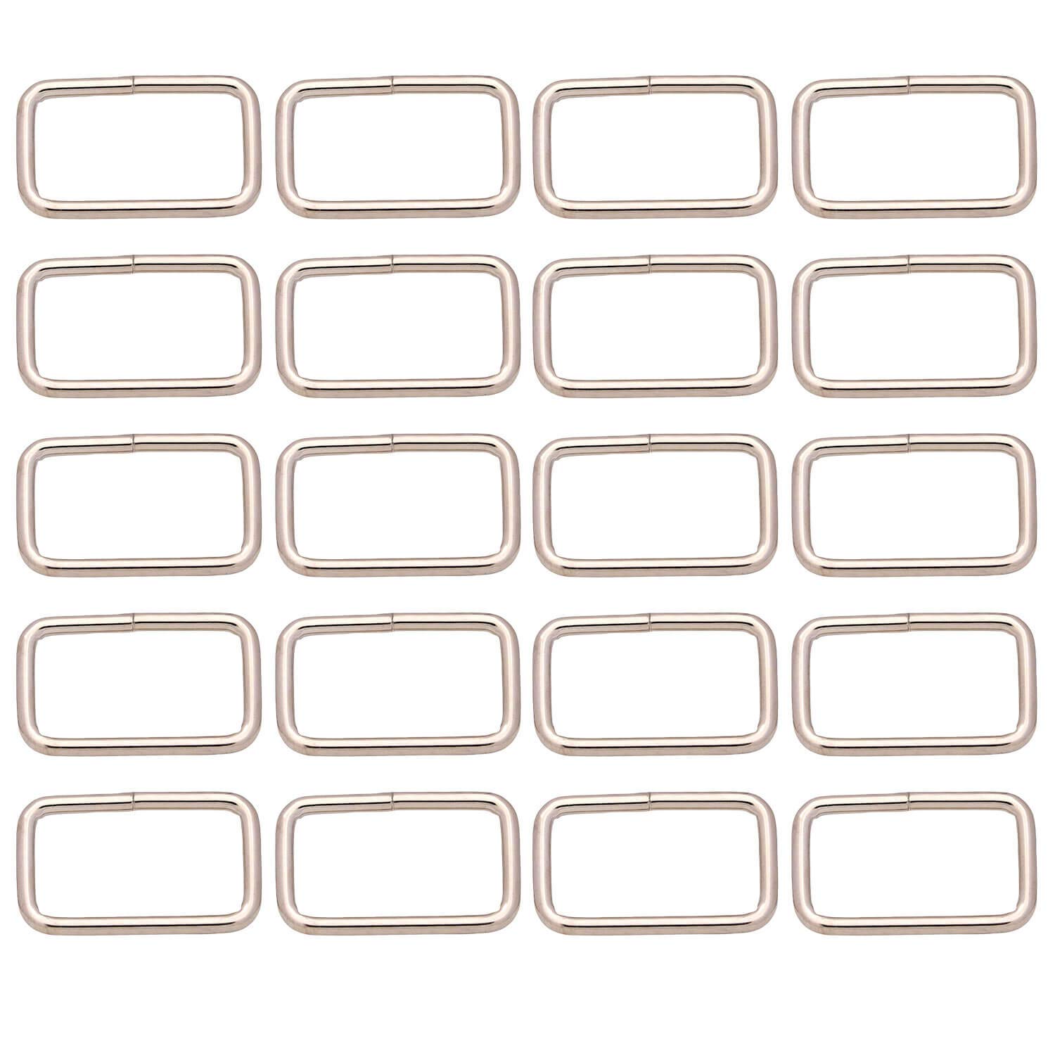 Anneau rectangulaire en métal 38x20 mm argenté BIKICOCO pour sangles de sac - 20 pcs