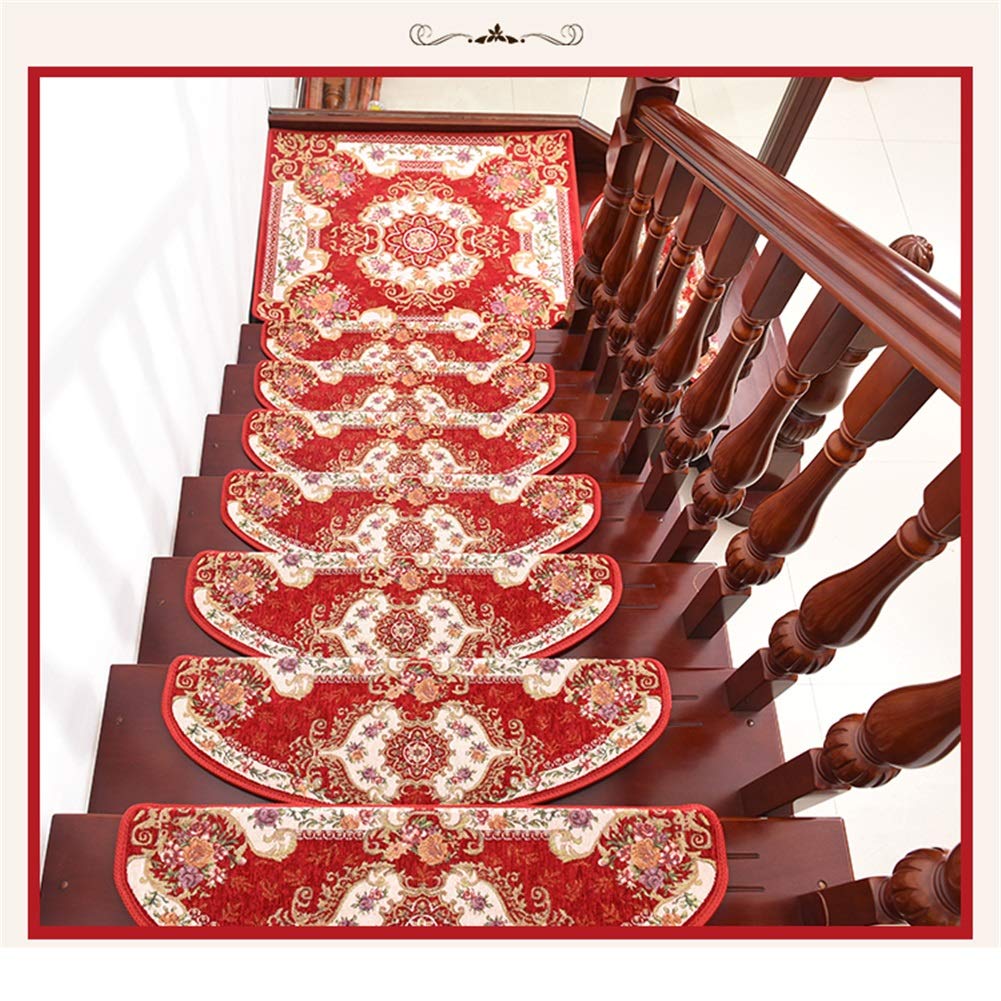 Almohadillas para escaleras Alfombra para escalones 5 Piezas Escalera en Espiral Alfombra para escalones Alfombra para escaleras, Patrón Europeo Almohadilla para escalones Antideslizante Alf