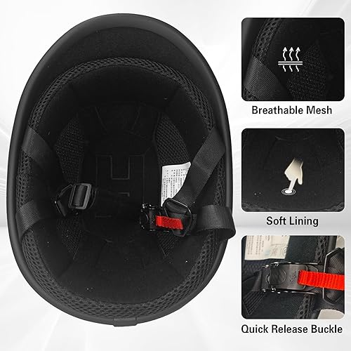 Miniatura 3 de Casco de motocross de media gorra para adultos, casco abierto para motocicleta, ciclismo, motocross, para hombres y mujeres, aprobado por DOT con