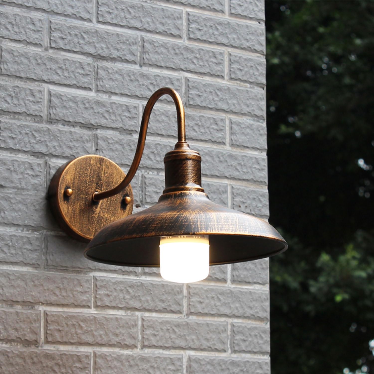 4 Pezzi Lampada da parete vintage per esterni IP54 Impermeabile Antiruggine Applique da parete in ferro a collo d'oca Luce da fienile E27 Luci da portico per esterni per patio