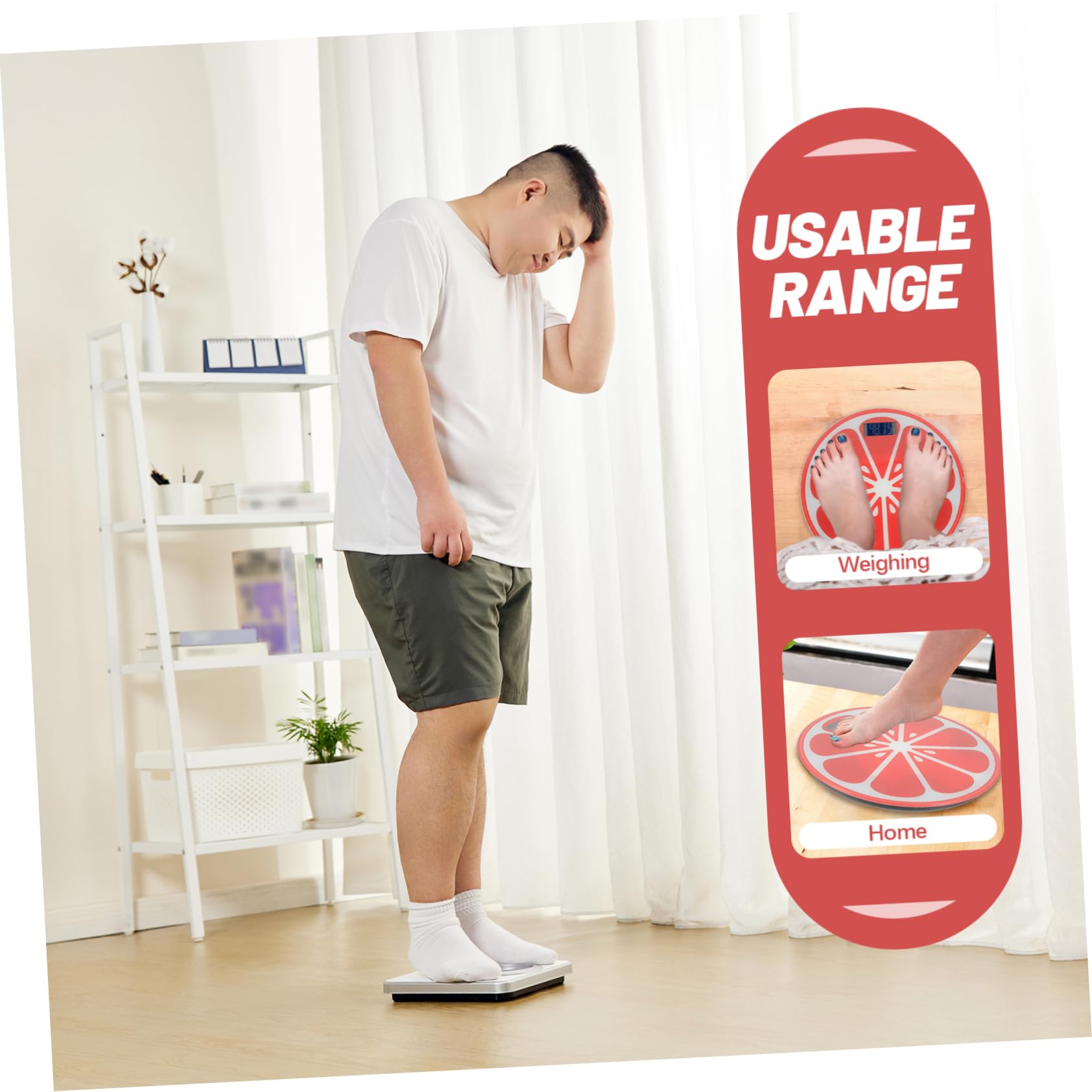 CALLARON Báscula Digital 180kg de Peso Corporal Forma de Sandía, Portátil y Ligera, Sensor de Alta Precisión, Vidrio Templado