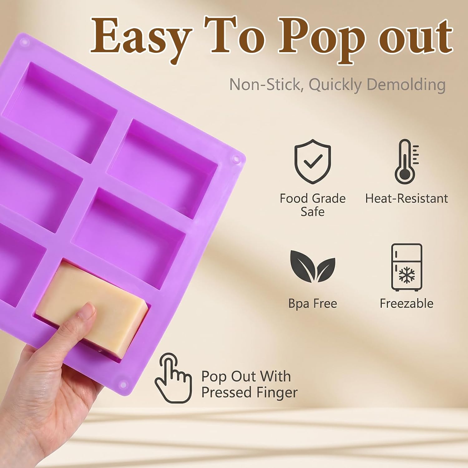 12 PCS 72 Cavity Silicone Soap Molds, Rectangular Soap Making Square Molds | Cake Baking Mold Bulk,for Homemade DIY Craft Chocolate,Ice Cube Trays,Scented Candles Supplies,Rice Crispy,Purple & Pink