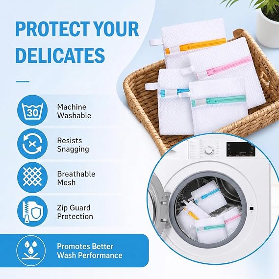 4 Pack Laundry Pod Mesh Bags with Zipper – Anti-Sticking Washing Machine Wash Bags for Detergent Capsules & Scent Beads Protection, Reusable Small Laundry Bags (Pink, Yellow, Blue, Mint Green)