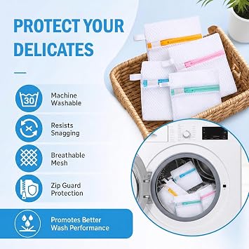 4 Pack Laundry Pod Mesh Bags with Zipper – Anti-Sticking Washing Machine Wash Bags for Detergent Capsules & Scent Beads Protection, Reusable Small Laundry Bags (Pink, Yellow, Blue, Mint Green)