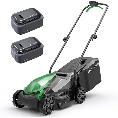 14" Cordless Lawn Mower, 20V Lightweight Push Mower with 2×5.0Ah Battery, Ultra-Quiet Motor for Small Yards, Lawn Care, Backyard Maintenance