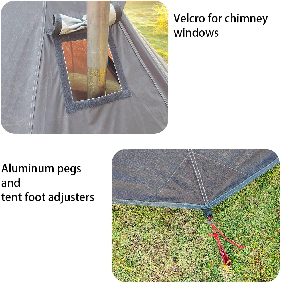 1 Person Tent Lightweight Teepee Hot Tent with Furnace Hole Four Seasons Waterproof Camping Hiking Hunting Fishing Backpack