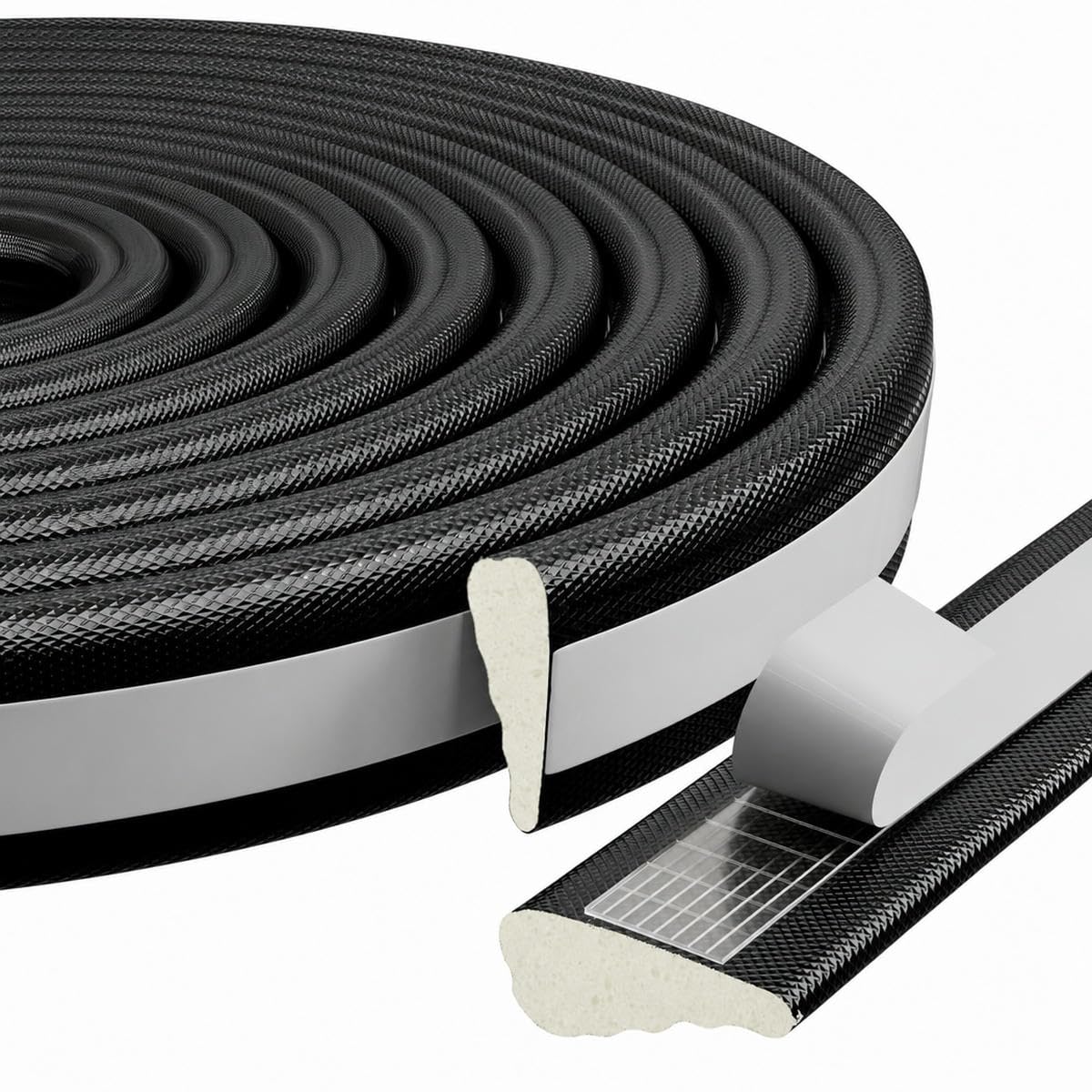 Door and Window Sealing Strip Sound Insulation self-Adhesive Filling Winter Warm Weather Strip self-Adhesive Foam Sealing strip-black-5M