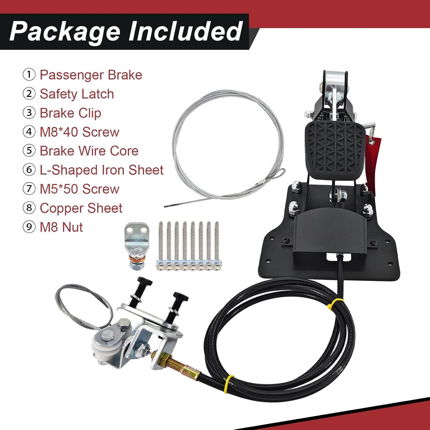 ACAR-B9 Universal Passenger Side Dual Brake Pedal, Right Hand Drive Conversion Kit Compatible with All Vehicles, Drivers Assist Device Brake for Driving School, Instructor Cars