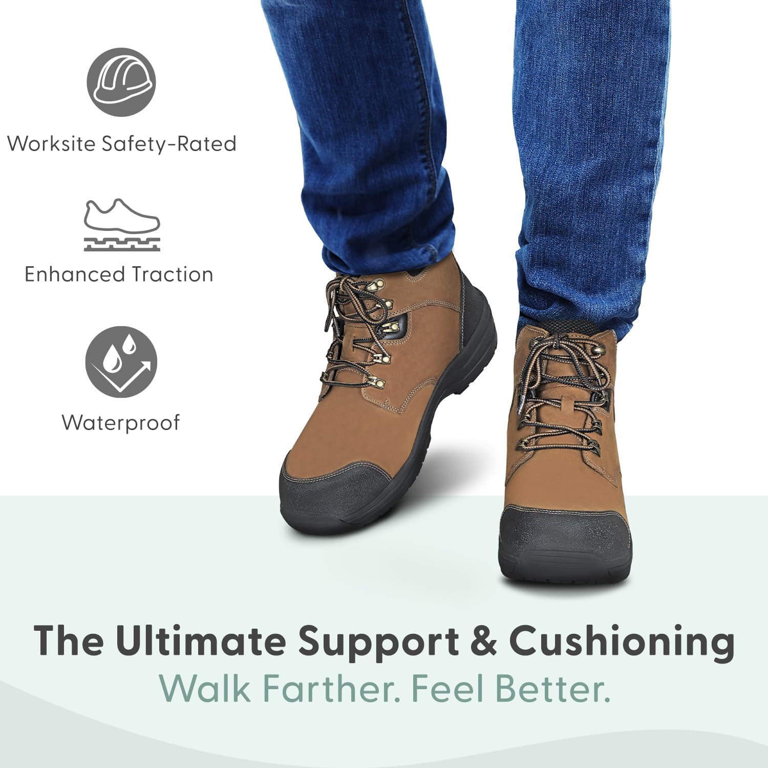 Orthofeet Men's Orthopedic Granite Waterproof Slip Resistant Work Boot
