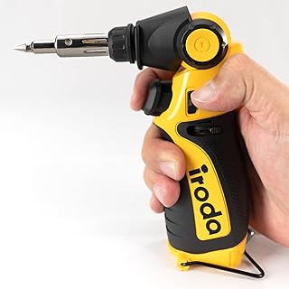 "IRODA SOLDERPRO: 130W Butane Soldering Kit, 100min Run, Multi-Angle Head, 10 Tips