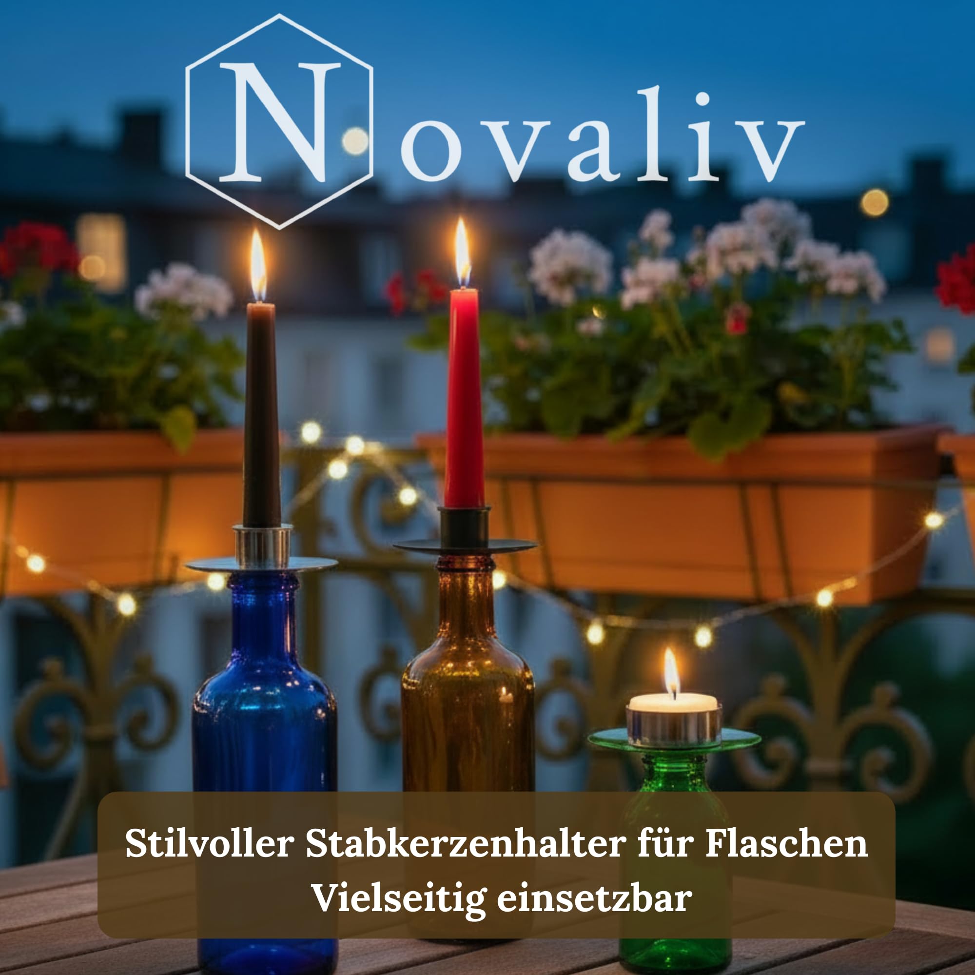Novaliv 20x Kerzenhalter Flasche Schwarz Eisen Kerzenhalter Flaschenaufsatz für Kerzen ca. 2cm Schwarz Flaschenkerzenhalter Stabkerzen Kerzenständer Stabkerzenhalter Candle Holder Stabkerzentülle