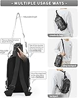 Vista 18 de Mochila cruzada pequeña negra para hombre y mujer, H-Negro, S, Moda