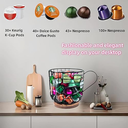 Miniatura 5 de Cestas para cápsulas de café, soporte para cápsulas de café, organizador de cápsulas de café, almacenamiento de cápsulas de café de alambre negro de