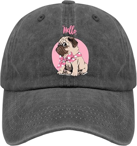 Gorras de béisbol con diseño de perro carlino y papá, sombreros de mezclilla vintage ajustables