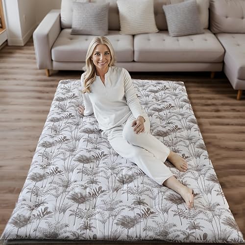 Syrinx Colchón de futón, colchón japonés de estilo botánico, colchoneta de dormir para adultos, almohadillas de dormir plegables y portátiles para