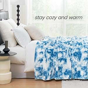 Cozy Bliss Tie-Dye Fuzzy Throw Blanket for Couch - Thick Soft Warm Non Shedding Fleece Blankets for Boho Dcor Room, for Kids, Women Men Girls, Tie-Dye Blue 60"*80"