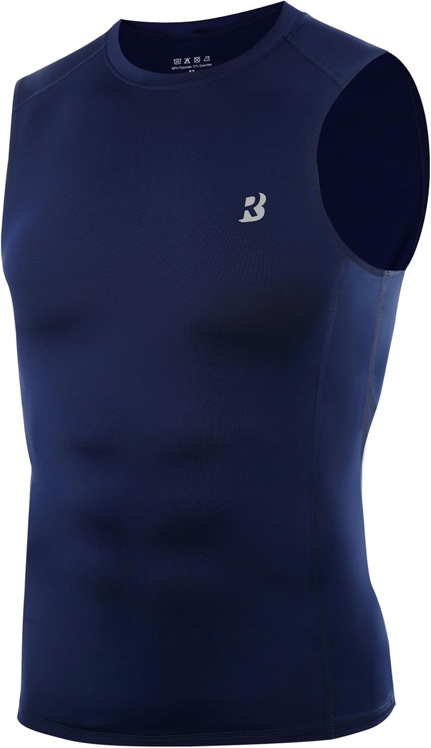 Men's Compression Shirts, Sleeveless Athletic Tank Tops for Men, Gym Workout Undershirt Running Basketball Base Layer