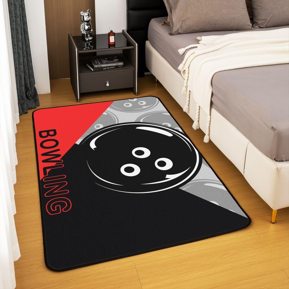 Bowling Area Rug 5x7 Kids Sports Game Decorative Carpet Set for Boys Girls Teens Gift for Bowling Lover Living Room Rugs Gaming Indoor Floor Mat Room Decor Ball Accent Rug