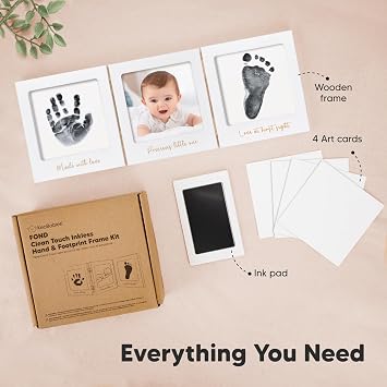 KeaBabies Baby Footprint Kit, Shower Gifts for Girls, Boys and Baby Handprint and Footprint Kit - Personalized Kids Hand and Foot Set Keepsake - Inkless Kids Hand Prints Maker Pads