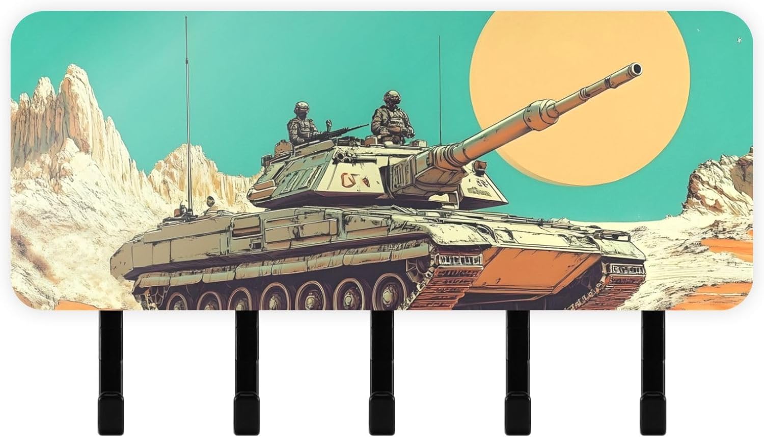 Anime Tank Mail Key Holder Organizer Wall Decorative 5 Key Hooks for Living Room Hallway Bedroom Entrance 7×4 Inches 3.3 LB Weight Capacity