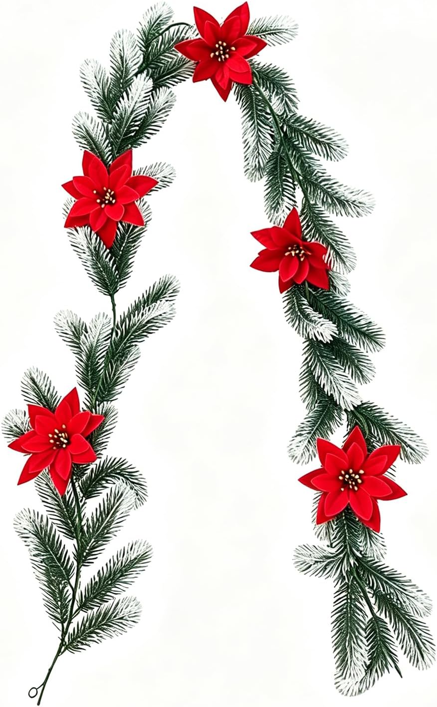 6-Foot Christmas Wreath, Artificial Snow-Covered fir Wreath with Flowers