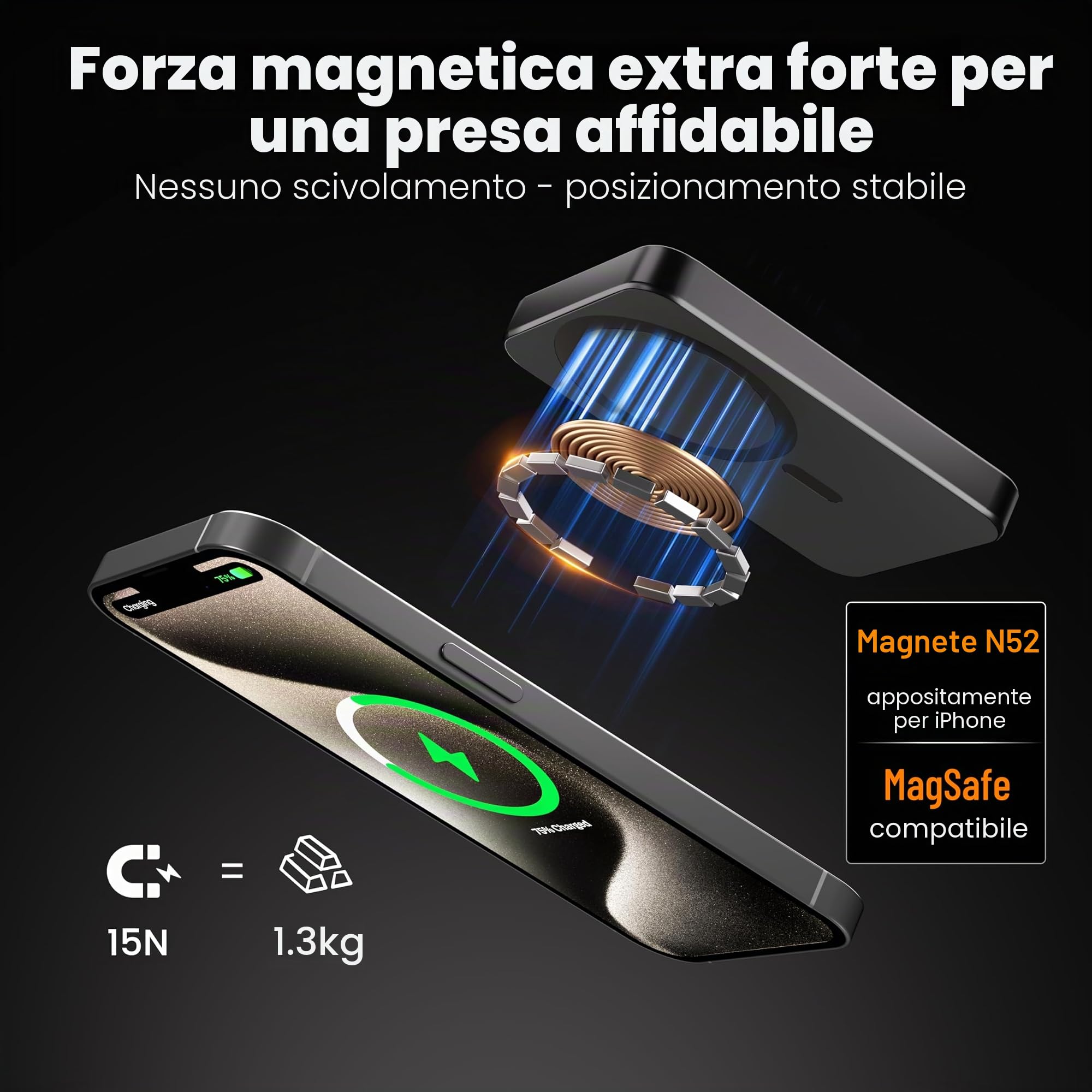 Kstime Power Bank Magnetico 10000mAh 14mm Design Titanio Ultra Sottile PD20W Caricabatterie Wireless Portatile con Ingresso e Uscita USB-C Compatibile con iPhone 17/16/15/14/13/12 Serie (arancione)