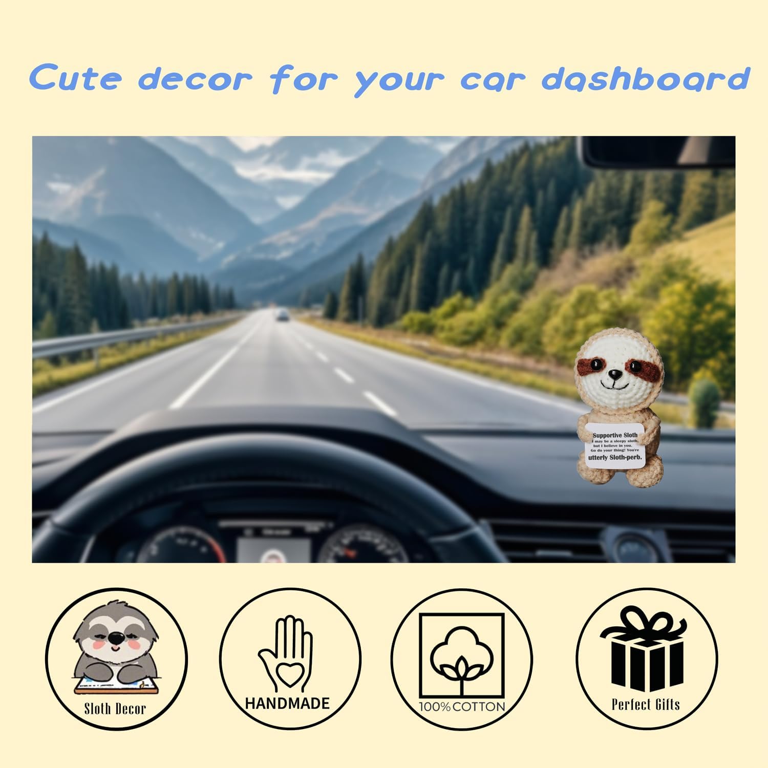 Sloth Gifts, Crochet Support Sloth– Handmade Emotional Cheer Support Funny Gifts for Friend Coworker Birthday Christmas Stocking Stuffer White Elephant Under 10 Dollars - Image 8