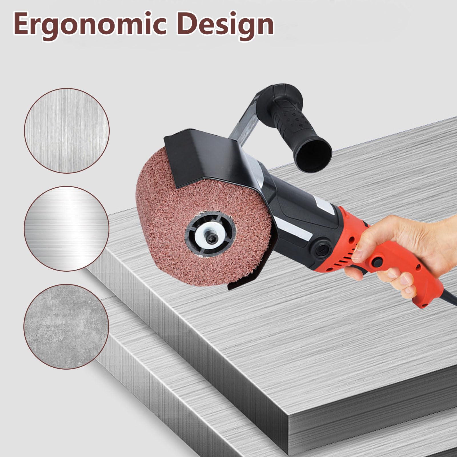 Satiniermaschine mit 2 Ziehrädern, 1400W 3500rpm Elektrische Trommelschleifmaschine, 6 variable Geschwindigkeiten, Handgeführte Elektrische Drahtziehmaschine für Metall und Edelstahl