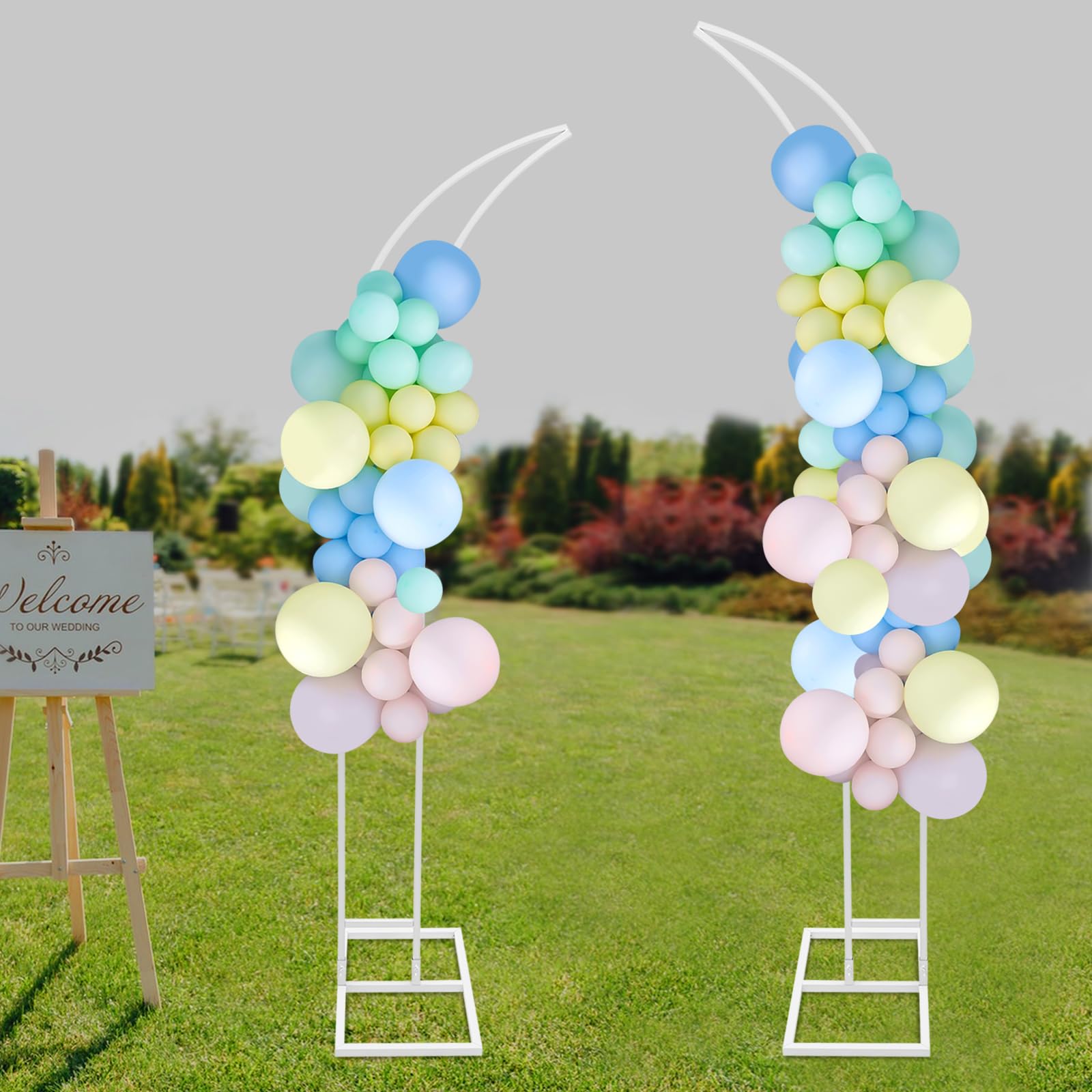Metalowy stojak na łuk balonowy (1,9 m i 2,1 m), stelaż, łuk balonowy, łuk balonowy, łuk weselny, stojak na wesele, bankiet, biały