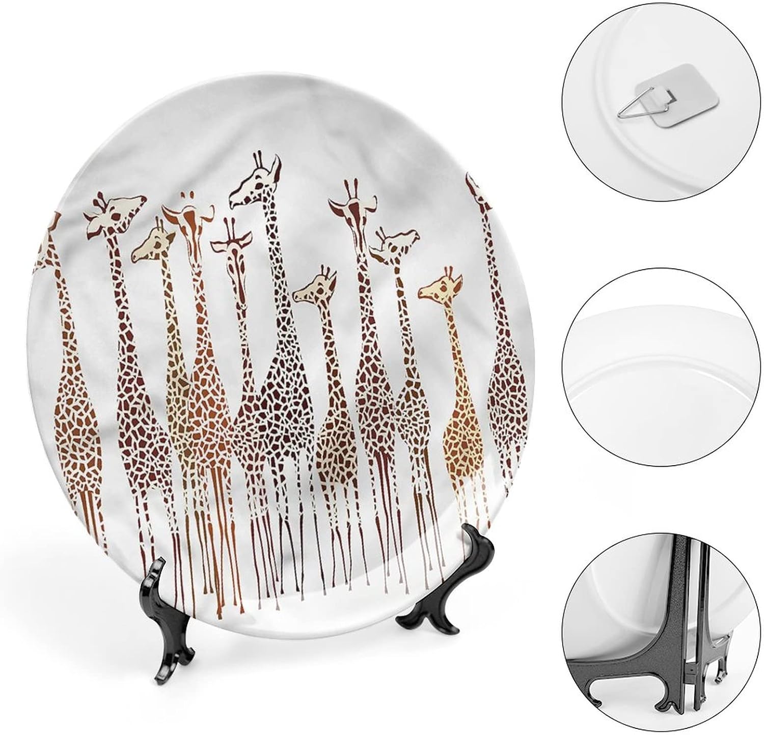 10 Inch Decorative Plate, Animal Ceramic Craft, Tropical Giraffes Wilderness Print Ceramic Wall Hanging for Fine Dining, Upscale Event, Dinner Party, Weddings, Catering, Christmas, Thankgiving