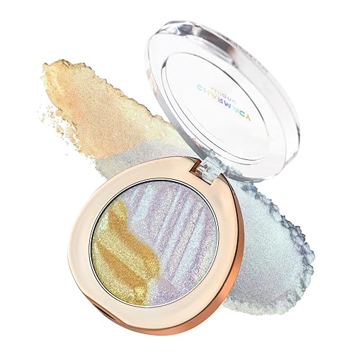 CHARMACY Paleta de maquillaje con resaltador de purpurina multicromo, iluminador de contorno de color crema brillante iluminador para iluminar la