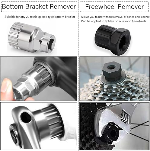 Miniatura 4 de Kit de herramientas de reparación de bicicletas, 7 piezas, herramientas profesionales con llave extractora de casetes 3 en 1, rompedor de cadena,