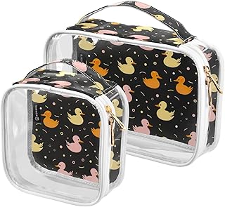 2Pcs Cute Duck Cosmetic Bags,Clear Makeup Bag...