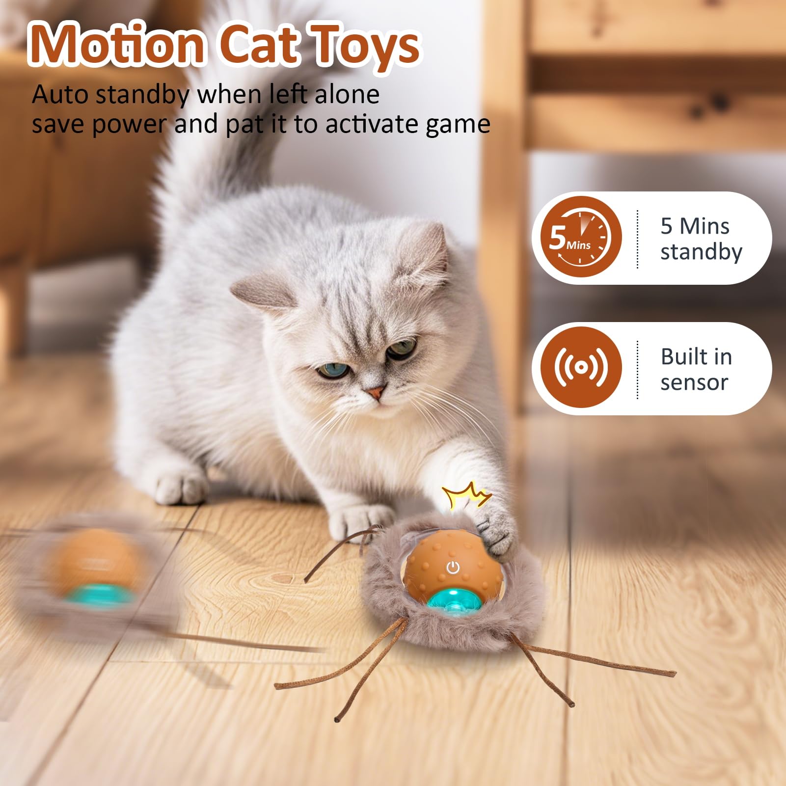 Sofolor Juguetes interactivos para gatos de interior, juguete eléctrico de ratón, juguetes automáticos para gatos adultos aburridos de interior, activado por movimiento, alfombra de rodamiento rápido