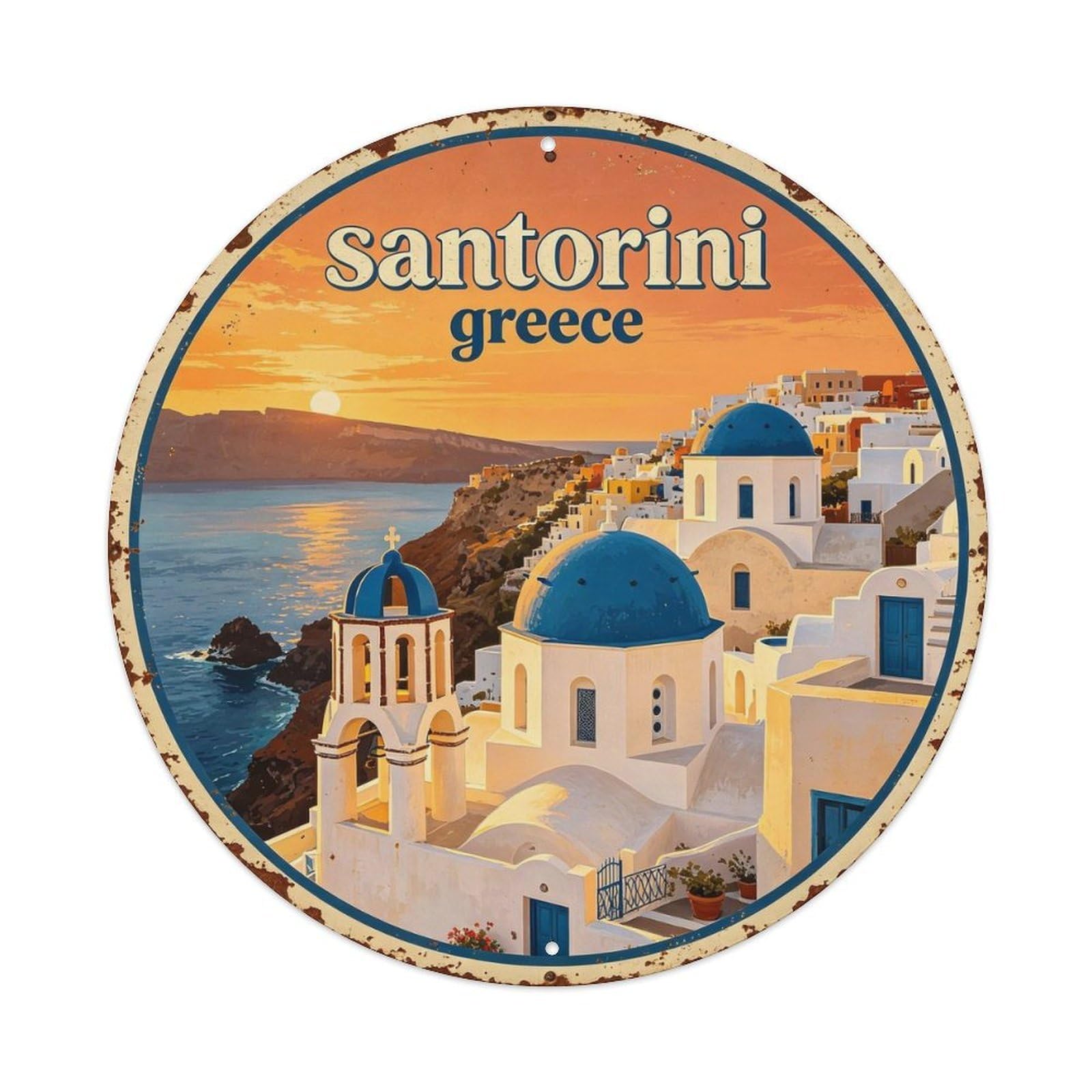 Santorini_vintage Metal Tin Sign Plaque