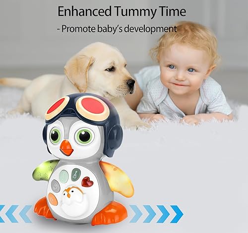 Miniatura 2 de Juguetes musicales para bebés de pingüino que gatea  Juguete de tiempo boca abajo para bebés de 0-3, 0-6, 6-12, 12-18 meses, aprendizaje de música,