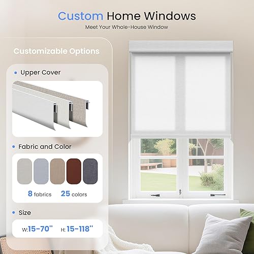 Miniatura 9 de Grandekor Persianas enrollables sin cordón para ventanas sin taladro, sin herramientas, filtran la luz, protección UV, persianas personalizadas para