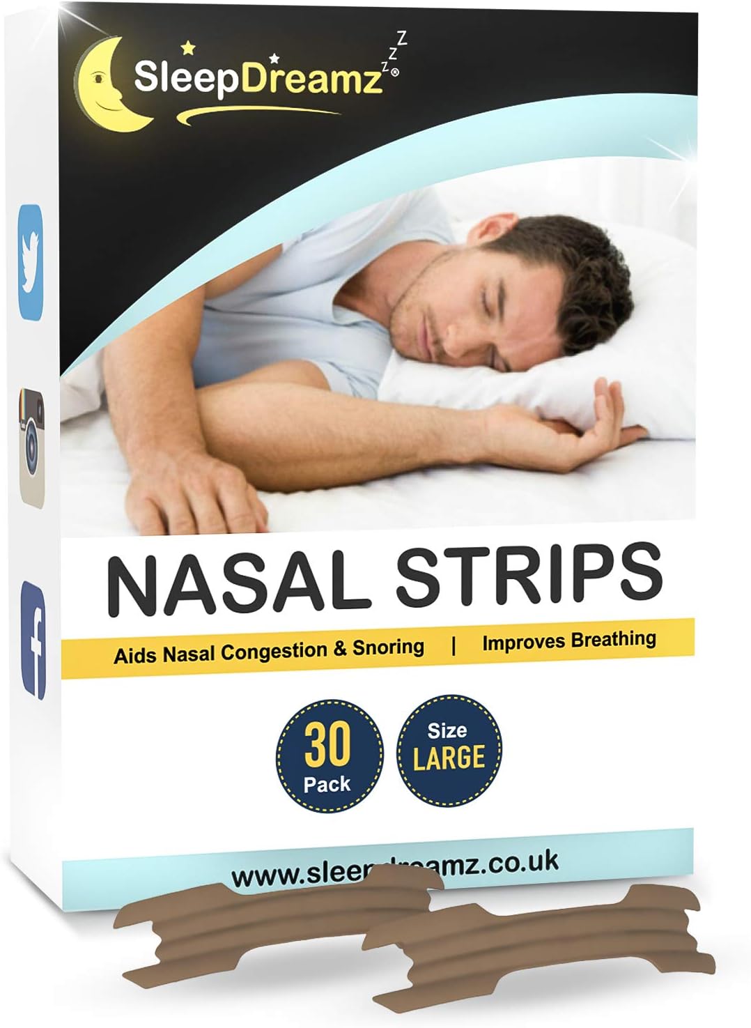 SleepDreamz Nasal Strips for Snoring Relief – Stop Snoring with Our Snore Stopper Nose Strips - Our Anti Snore Devices Relieve Nasal Congestion & Sleep Apnea – Snoring Strips (x30), 1 Month’s Supply!